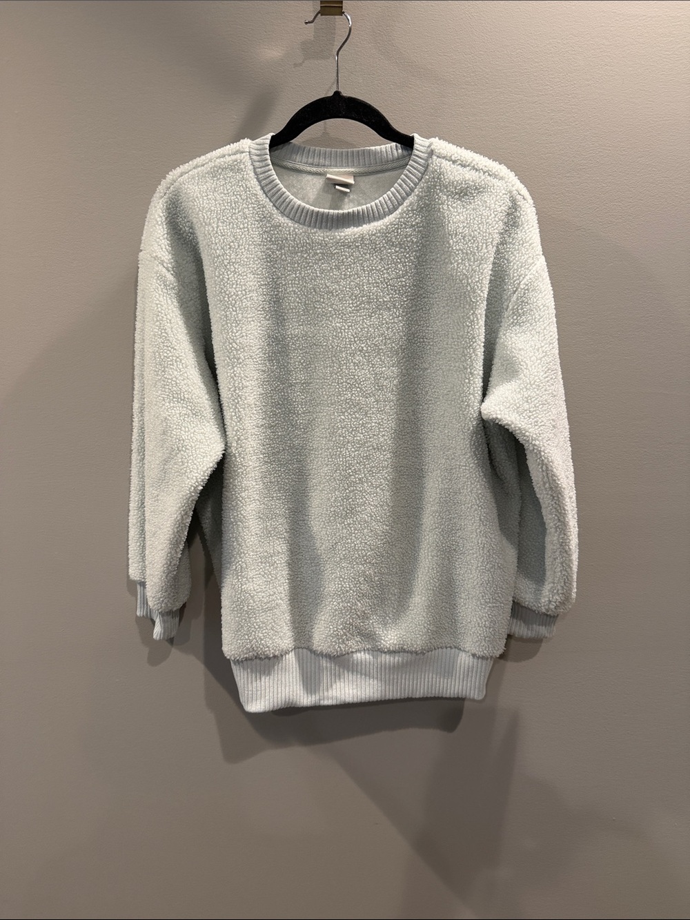 a new day Women's Sherpa Crewneck Sweatshirt in Light Aqua Blue